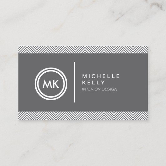 INITIALEN LOGO met CHEVRON PATTERN 2 Visitekaartje (Voorkant)