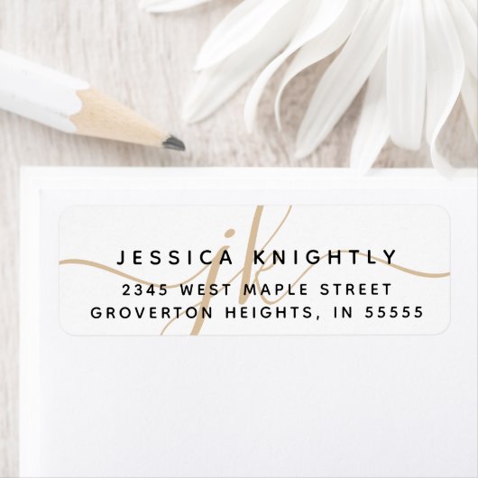 Initialen met een modern script voor minimaal Gold Etiket (Insitu)