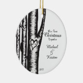 Initialen met kerstmis voor boomparen keramisch ornament (Rechts)