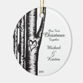 Initialen met kerstmis voor boomparen keramisch ornament (Links)