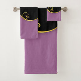 Initialen met Paars-zwarte handdoekset (met/uit) Bad Handdoek