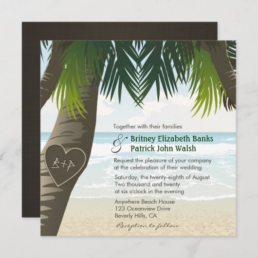 Initialen met palmbomen kaart (Voorkant / Achterkant)