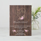 Initialen monogram houtwachteffect gecarbeerde boo kaart (Staand voorkant)