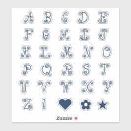 Initialen monogram van het Zwiry Navy Blue Font Al Sticker