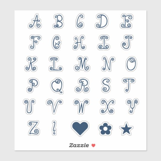 Initialen monogram van het Zwiry Navy Blue Font Al Sticker (Vel)