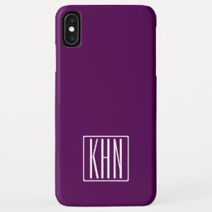 Initialen Monogram   Wit op diep Paars iPhone XS Max Hoesje
