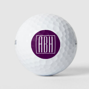 Initialen Monogram Wit op diep Paars Golfballen