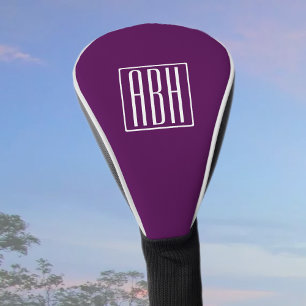 Initialen Monogram Wit op diep Paars Golfheadcover