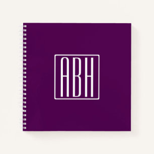 Initialen Monogram Wit op diep Paars Notitieboek