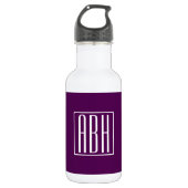 Initialen Monogram | Wit op diep Paars Waterfles (Voorkant)