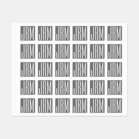 Initialen Monogram | Wit op grijs Labels (Vel)