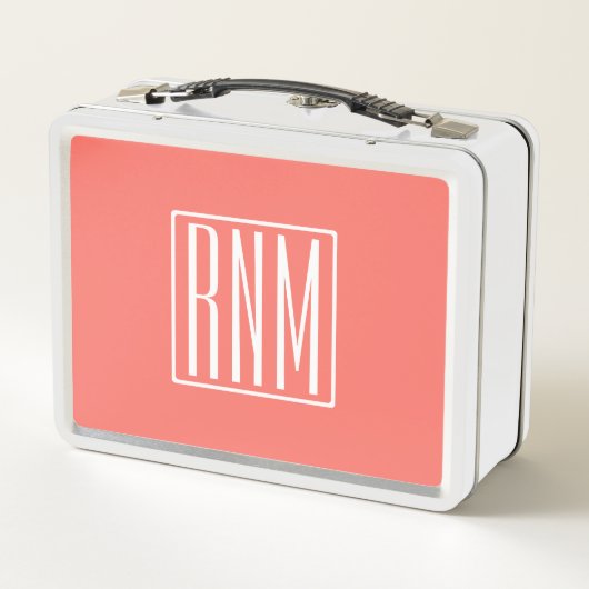 Initialen Monogram | wit op koraal (Achterkant)