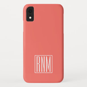 Initialen Monogram   wit op koraal iPhone XR Hoesje