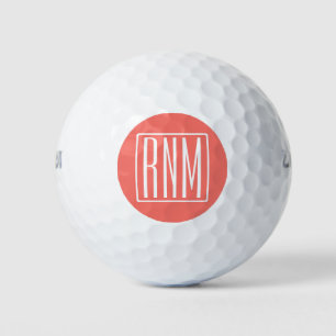 Initialen Monogram   wit op koraal Golfballen