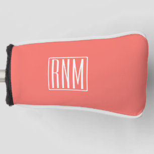Initialen Monogram wit op koraal Golfheadcover