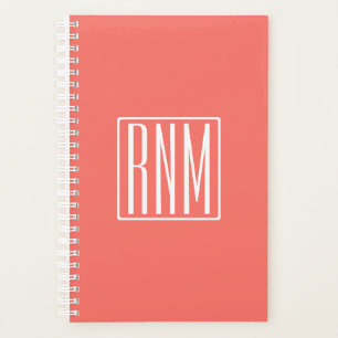 Initialen Monogram   wit op koraal Planner