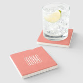 Initialen Monogram | wit op koraal Stenen Onderzetter (Zijkant)