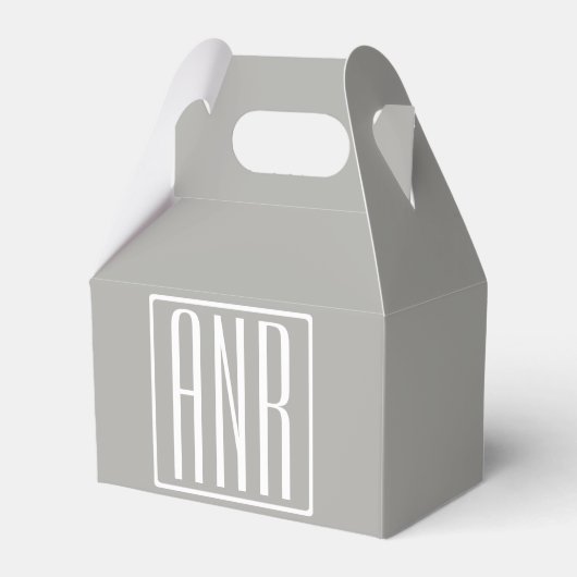 Initialen Monogram | Wit op lichtgrijs Bedankdoosjes (Voorkant Zijde)