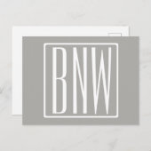 Initialen Monogram | Wit op lichtgrijs Briefkaart (Voorkant / Achterkant)