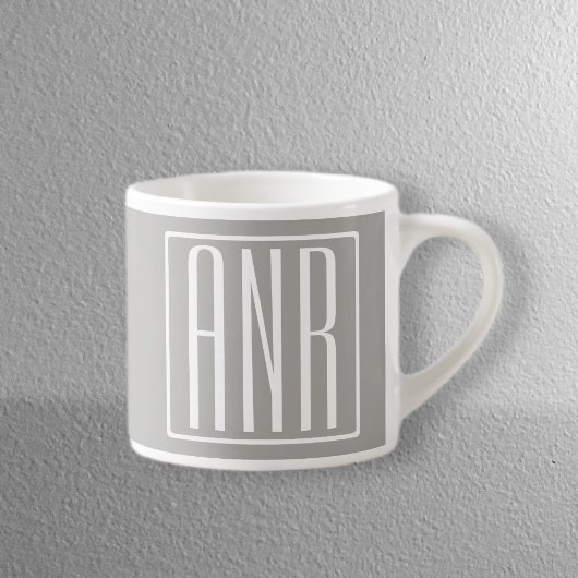 Initialen Monogram | Wit op lichtgrijs Espresso Kop