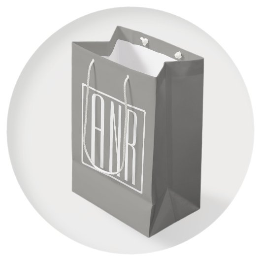 Initialen Monogram | Wit op lichtgrijs Medium Cadeauzakje