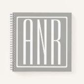 Initialen Monogram | Wit Op Lichtgrijs Notitieboek (Voorkant)