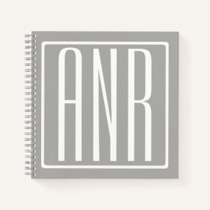 Initialen Monogram Wit Op Lichtgrijs Notitieboek