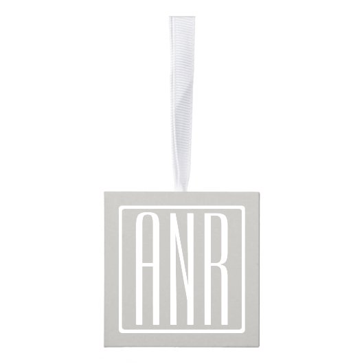 Initialen Monogram | Wit Op Lichtgrijs Ornament (Rechts)