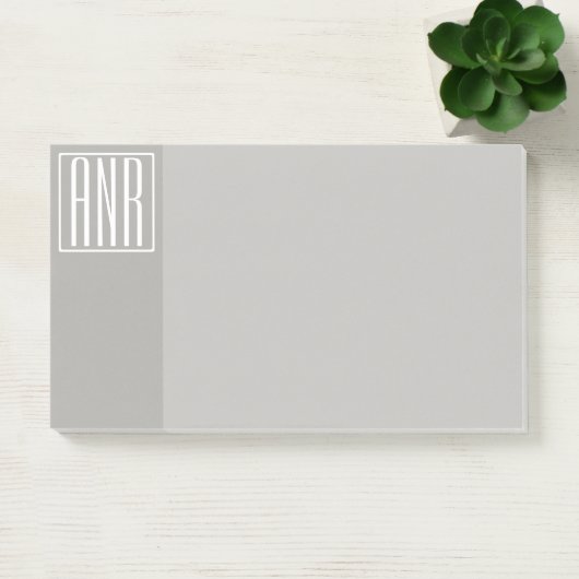 Initialen Monogram | Wit op lichtgrijs Post-it® Notes (Kantoor)
