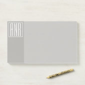 Initialen Monogram | Wit op lichtgrijs Post-it® Notes (Op bureau)