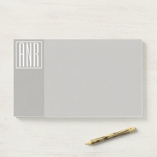 Initialen Monogram | Wit op lichtgrijs Post-it® Notes (Op bureau)