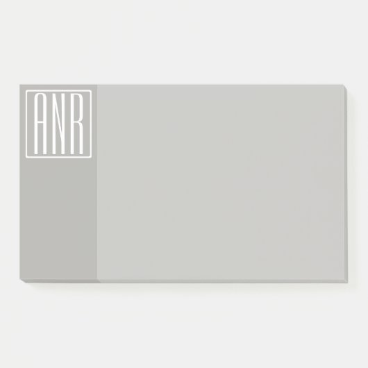 Initialen Monogram | Wit op lichtgrijs Post-it® Notes (Voorkant)
