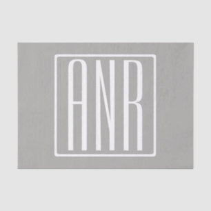Initialen Monogram   Wit op lichtgrijs Tissuepapier