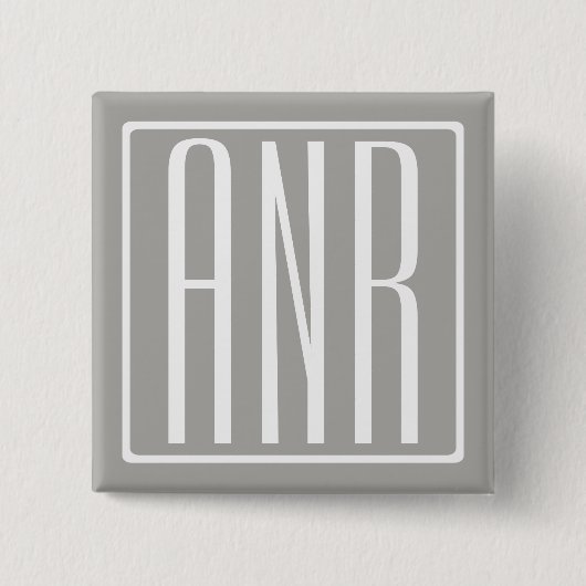 Initialen Monogram | Wit Op Lichtgrijs Vierkante Button 5,1 Cm (Voorkant)