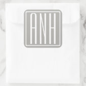Initialen Monogram | Wit op lichtgrijs Vierkante Sticker (Tas)
