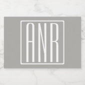 Initialen Monogram | Wit op lichtgrijs Voedselcontainer Etiket (Enkel label)