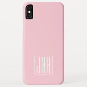 Initialen Monogram wit op lichtroze iPhone XS Max Hoesje