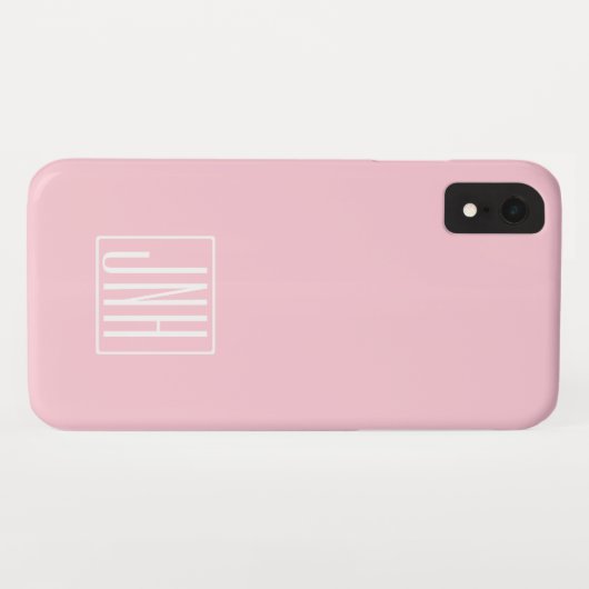Initialen Monogram | wit op lichtroze Case-Mate iPhone Case (Achterkant (horizontaal))
