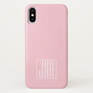 Initialen Monogram wit op lichtroze iPhone X Hoesje