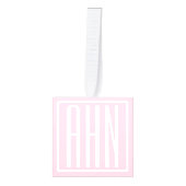 Initialen Monogram | wit op lichtroze Kubus Ornament (Voorkant)