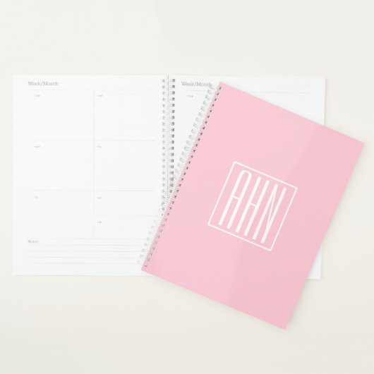 Initialen Monogram | wit op lichtroze Planner (Display)