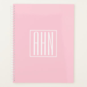 Initialen Monogram wit op lichtroze Planner