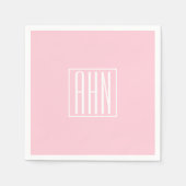 Initialen Monogram | wit op lichtroze Servet (Voorkant)