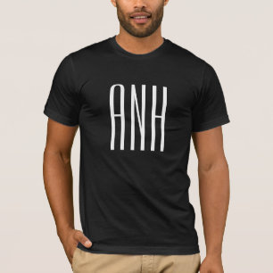 Initialen Monogram   Wit Zwart T-shirt