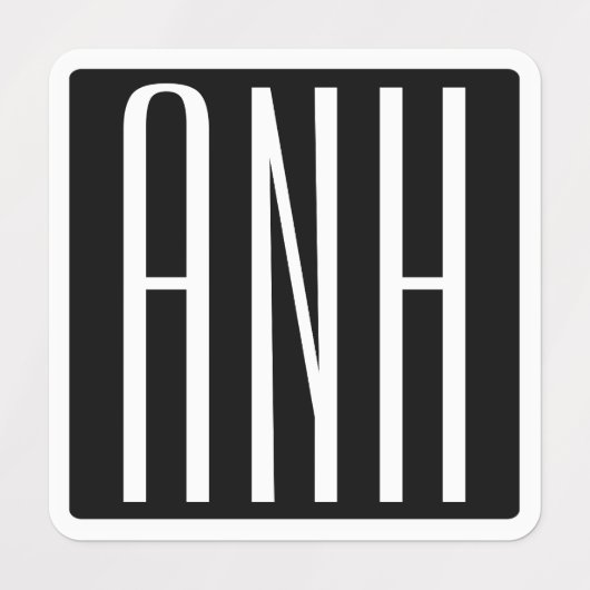 Initialen Monogram | Zwart wit Labels (Design 5)