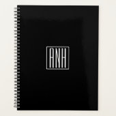 Initialen Monogram | Zwart wit Planner (Voorkant)