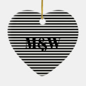 Initialen monogram zwarte witte strepen keramisch ornament (Achterkant)