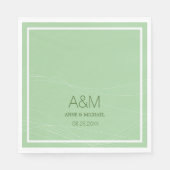 initialen, naam en datum van de bleke bruiloft servet (Voorkant)