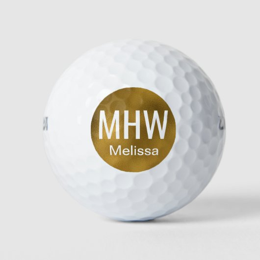 Initialen naam Gold Golf Balls Golfballen (Voorkant)