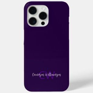 Initialen naam Minimalist Solid Deep Violet iPhone 15 Pro Max Hoesje